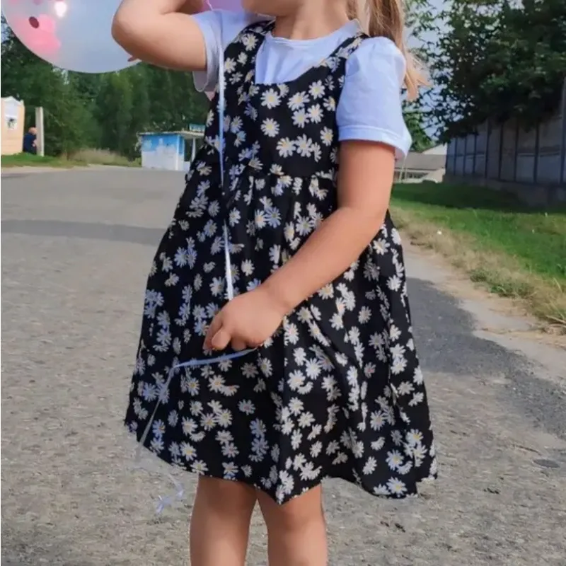 Girls Daisy Print Sleeveless Slip Dress 6