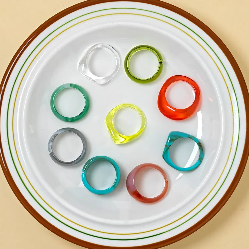 Retro Blush Resin Stackable Ring Set 6