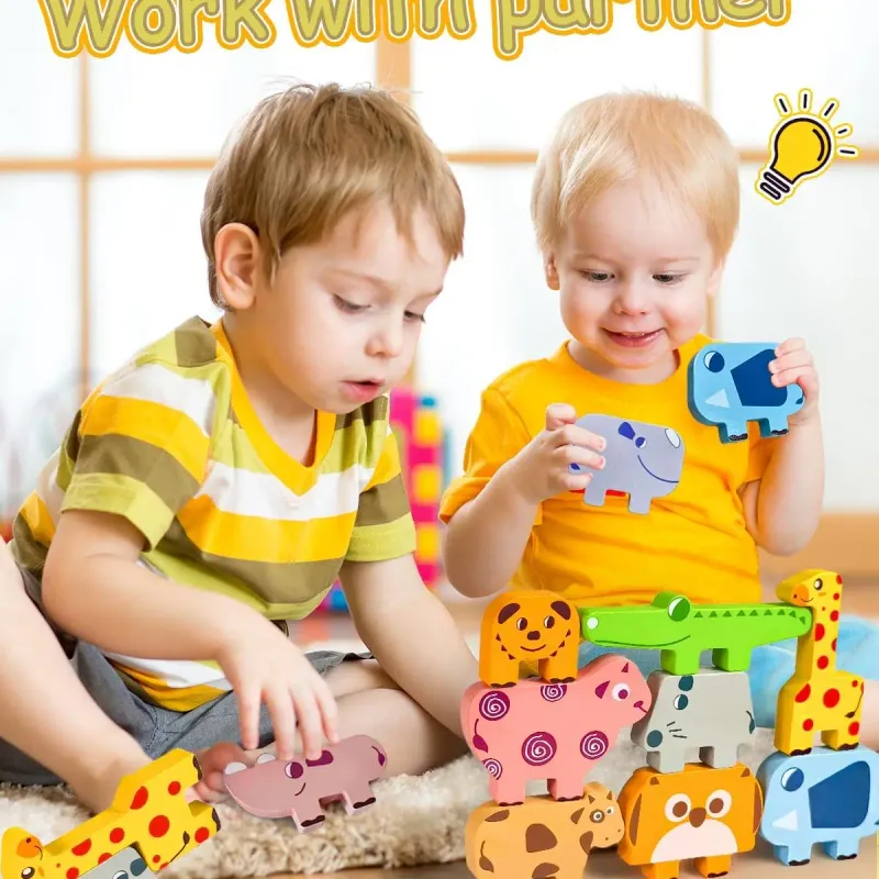 10 Pack Montessori Wooden Animal Blocks 4
