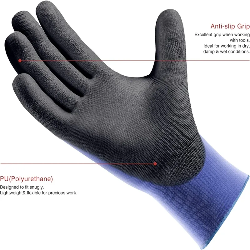 12-Pair PU Coated Work Gloves 4