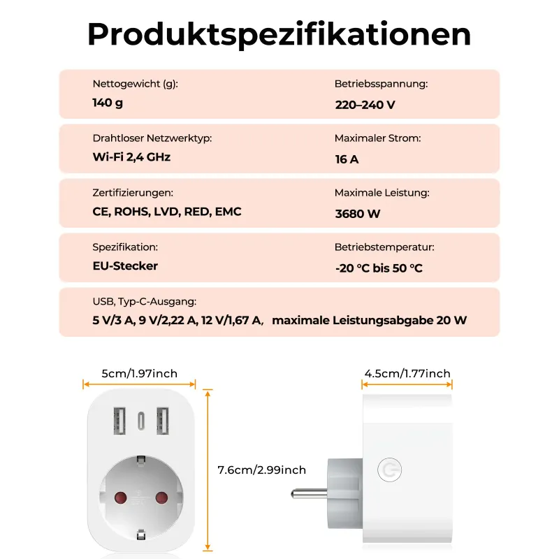 Smart WiFi Plug with USB & Power Monitor 3