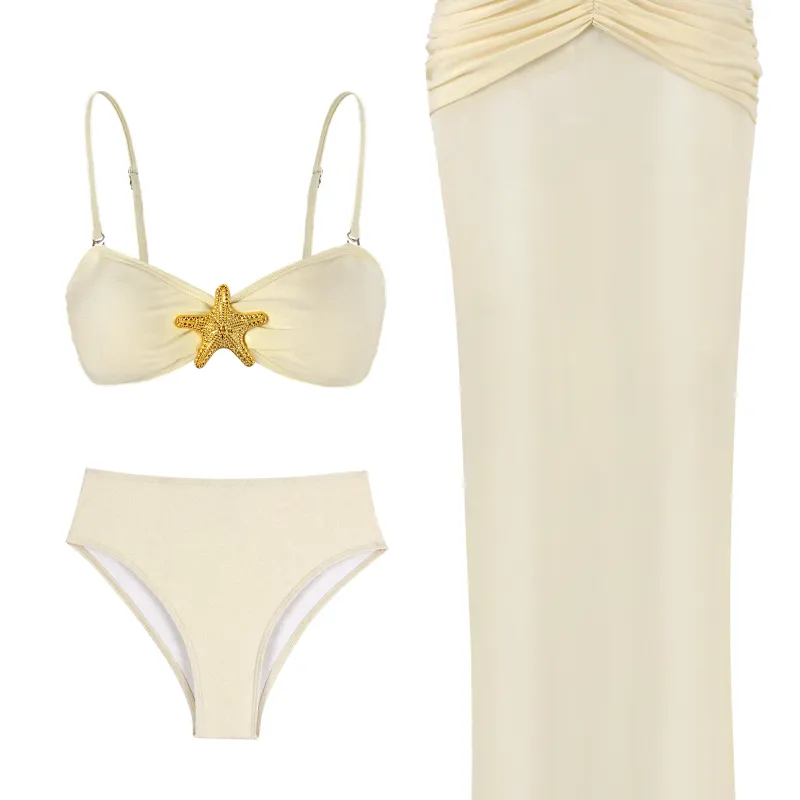 2025 Summer 3-Piece Bikini Set with Skirt 5