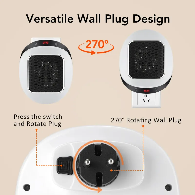 600W Mini Wall Plug Heater with Remote 5