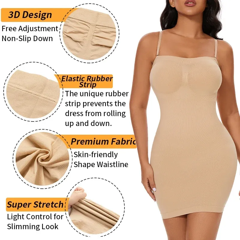 Seam-Free Off Shoulder Shapewear Slip 2