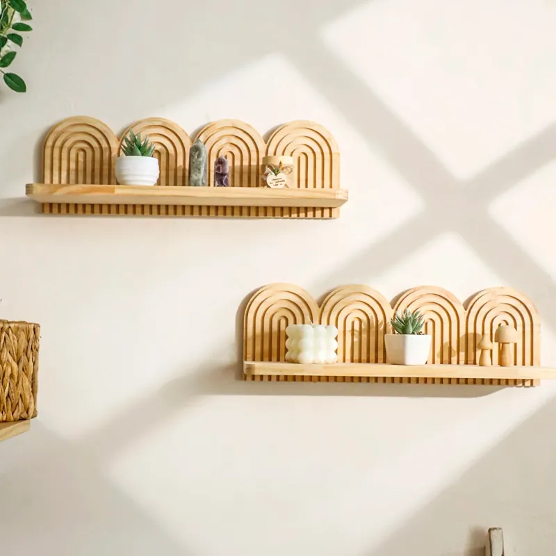 Boho Rainbow Arched Wood Wall Shelf 3