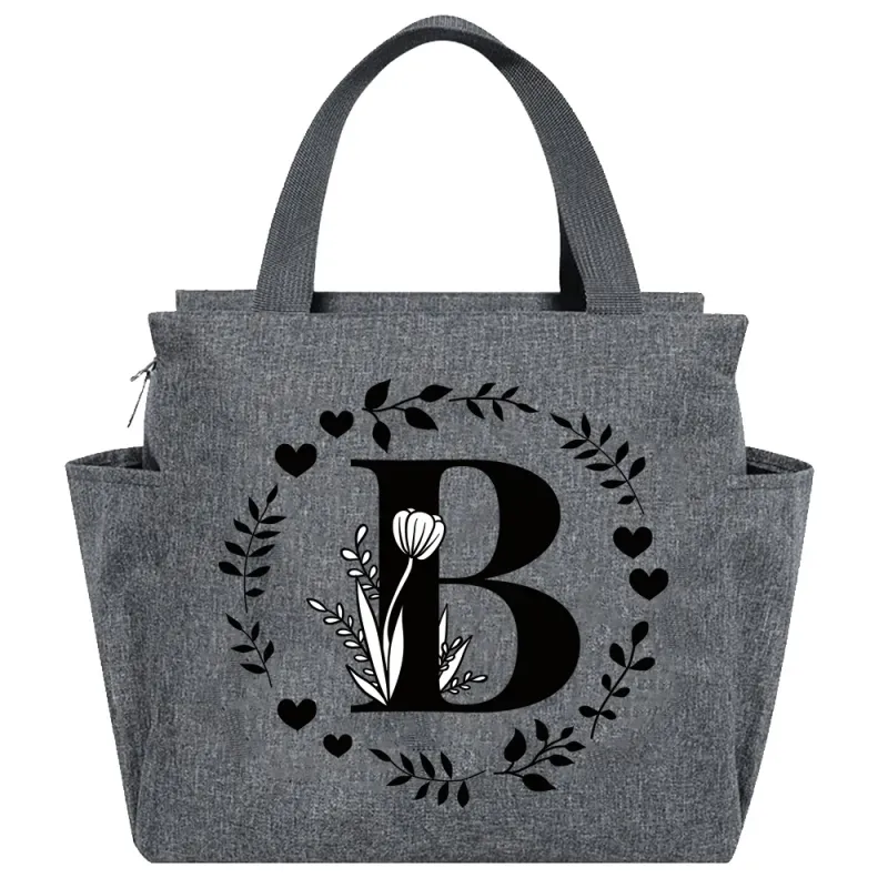Cute Grey Garland Letter Thermal Lunch Bag 4