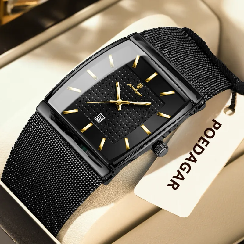 POEDAGAR Luxury Stainless Steel Mesh Watch 2