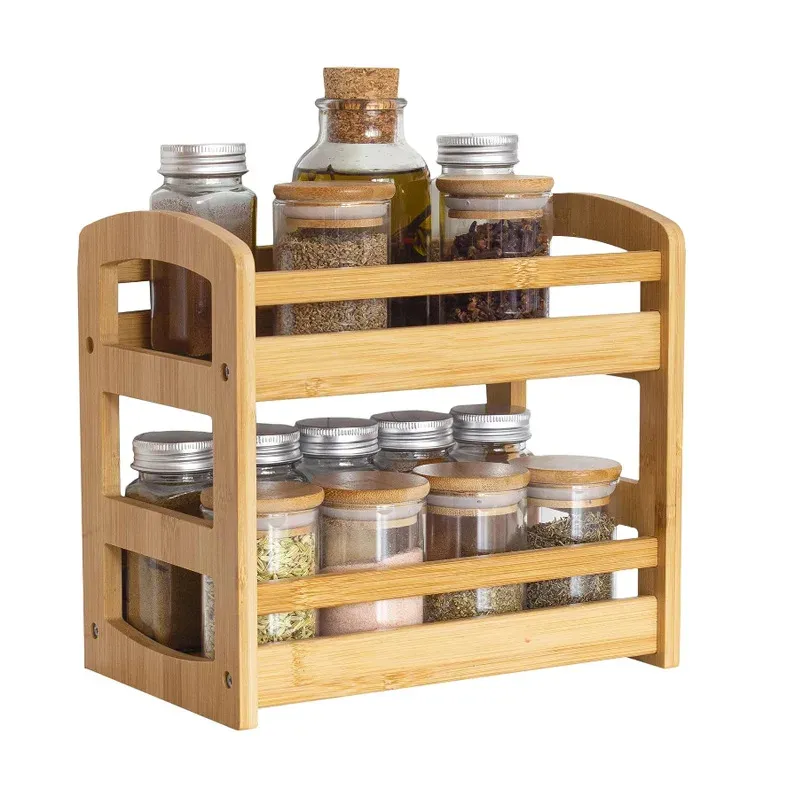 2-Tier Bamboo Spice Rack Organizer 1