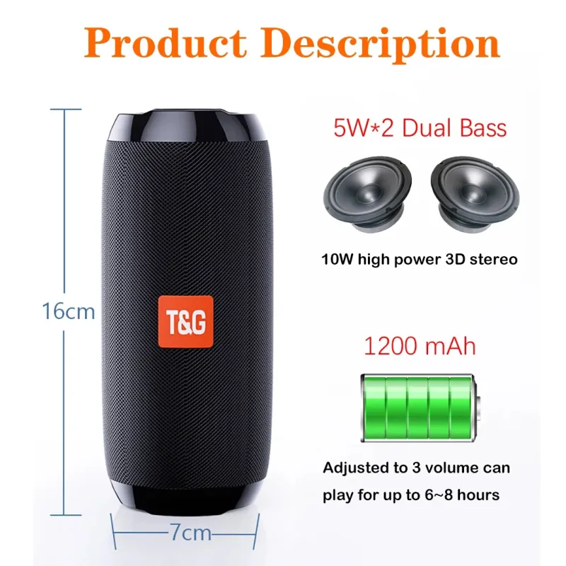 Portable Bluetooth Speaker with FM Radio 4