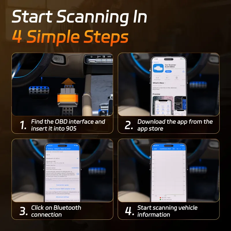 KONNWEI KW906 OBD2 Bluetooth Scanner 5