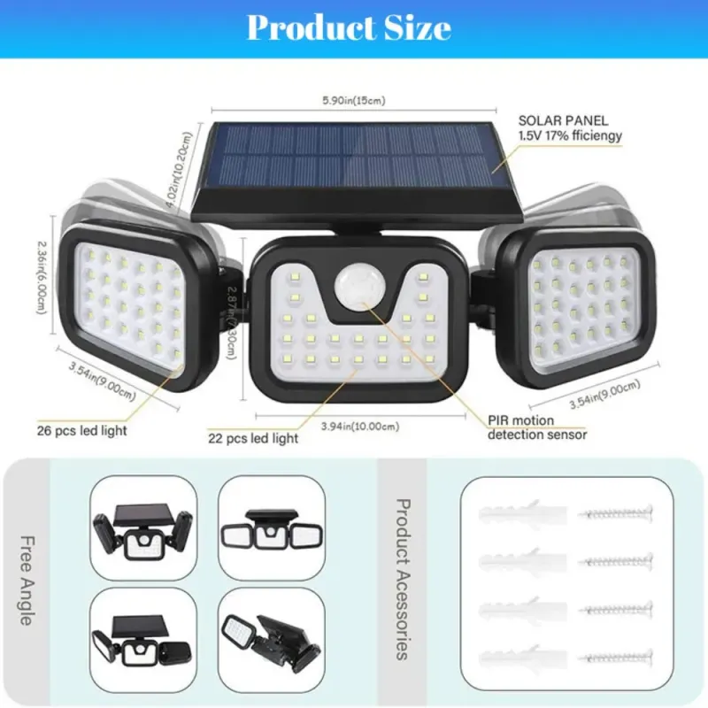 74 LED Solar Motion Sensor Security Light 6