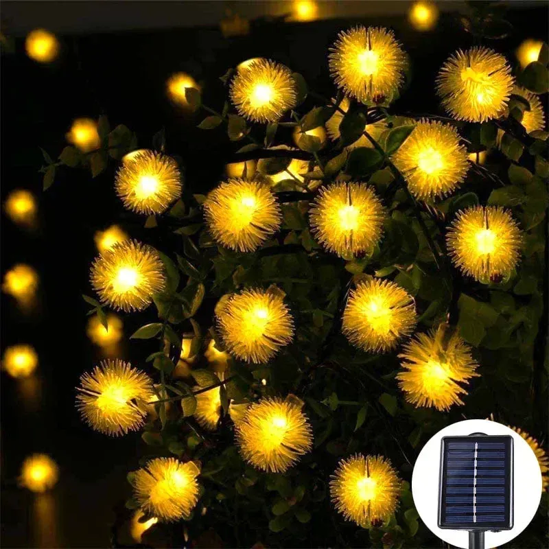 Solar Puffer Ball String Lights - 100 LED 5