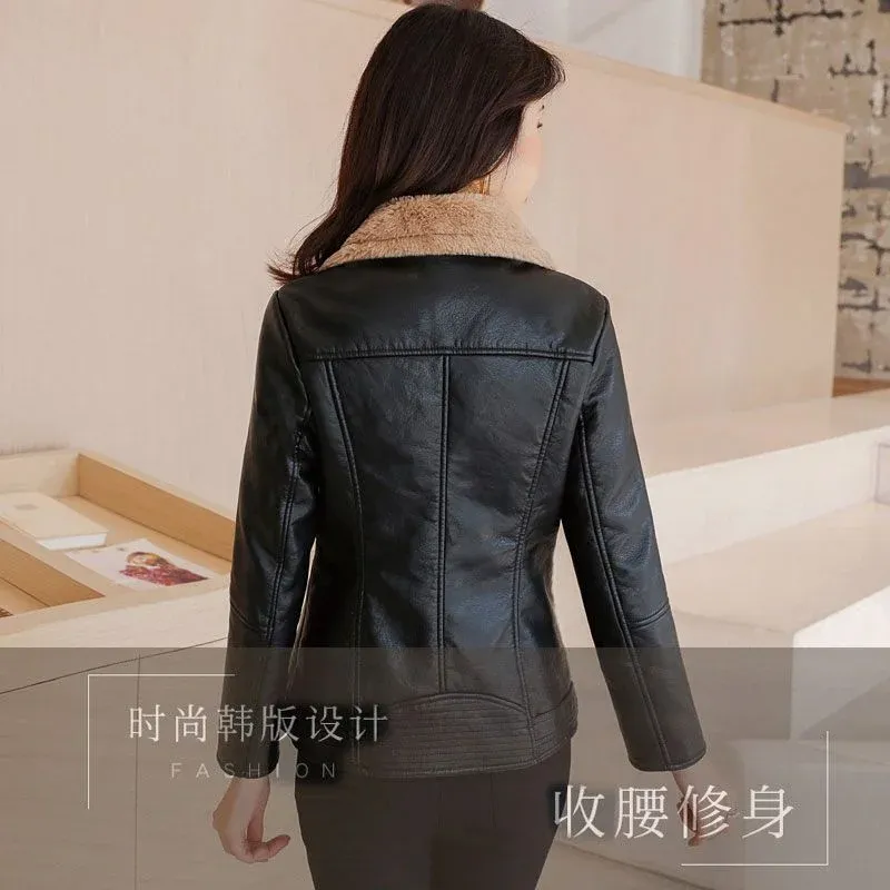 Women's PU Leather Winter Jacket 5