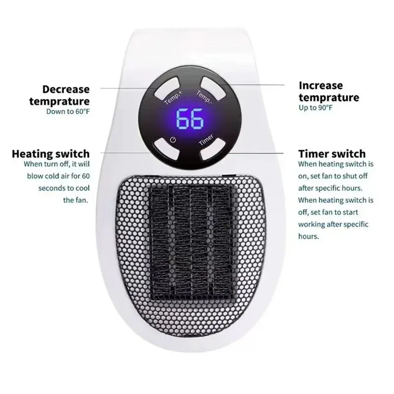 Mini Plug-in Wall Heater with Remote 1