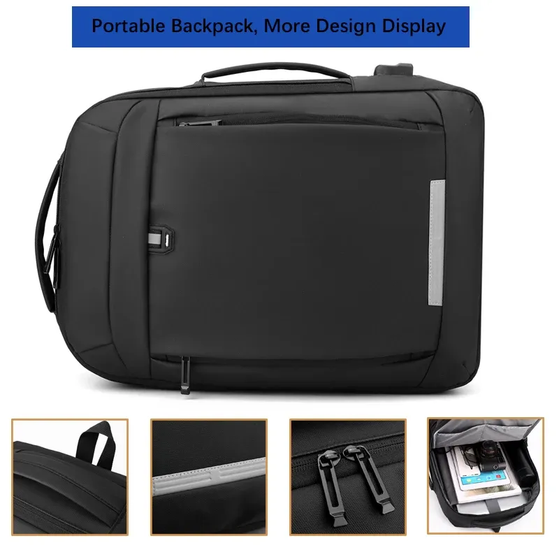 17" Waterproof Business Laptop Backpack with USB Charging 3