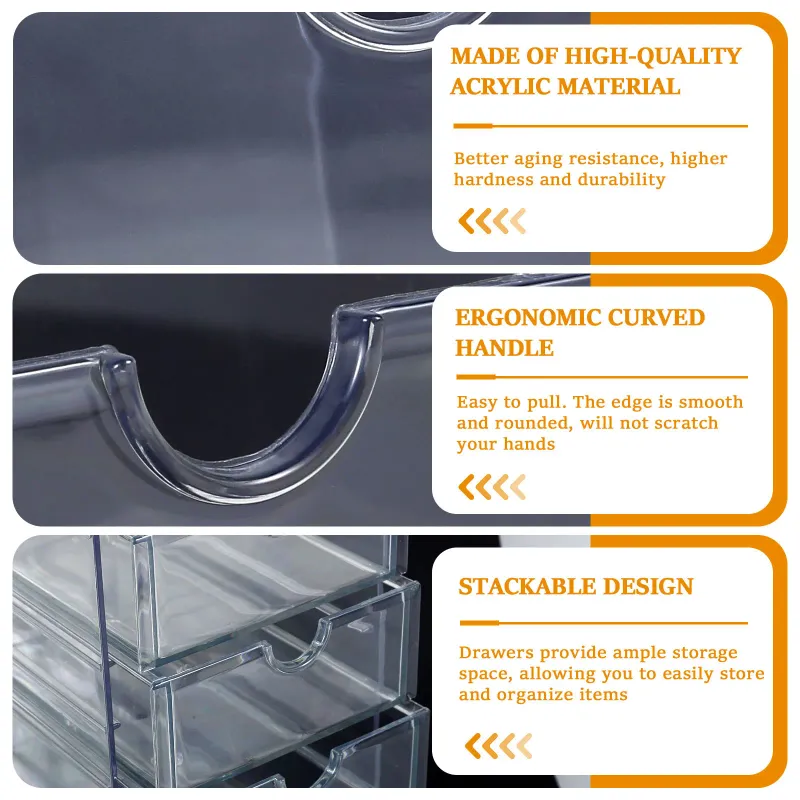 4/5Layer Acrylic Drawer Organizer Stationery Storage Box Glasses Clear Desk Makeup Hair Display Pencil Holder Office Student 5