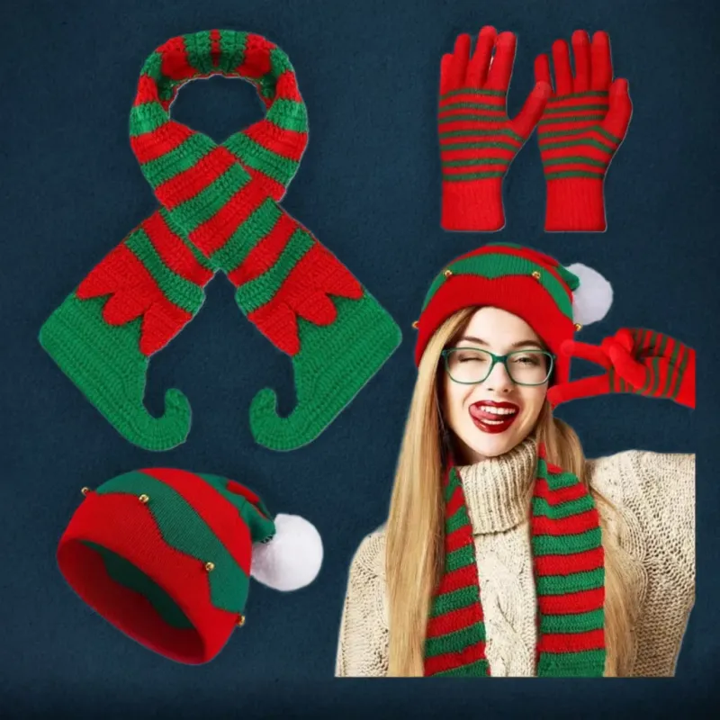 Christmas Knit Hat Scarf & Glove Set 4