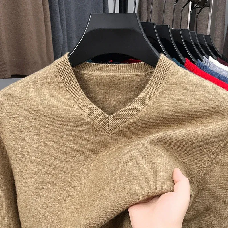 Men's V-Neck Knitted Oversized Pullover Sweater 2