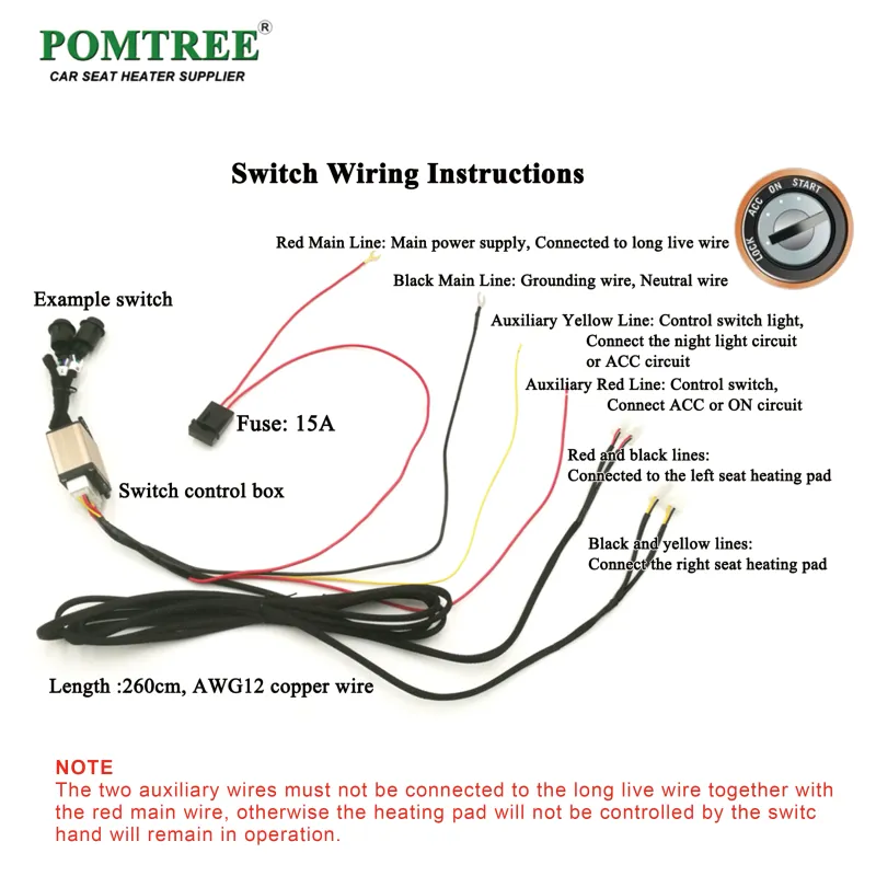 100W Universal Car Seat Heater Kit 5