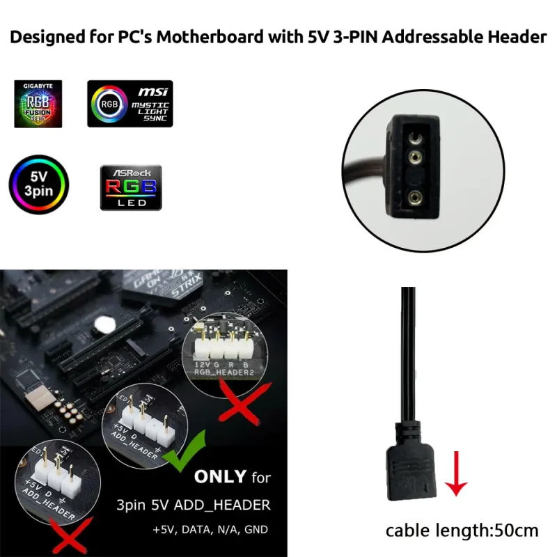 5V ARGB 3-Pin Header RGB Light Strip 2