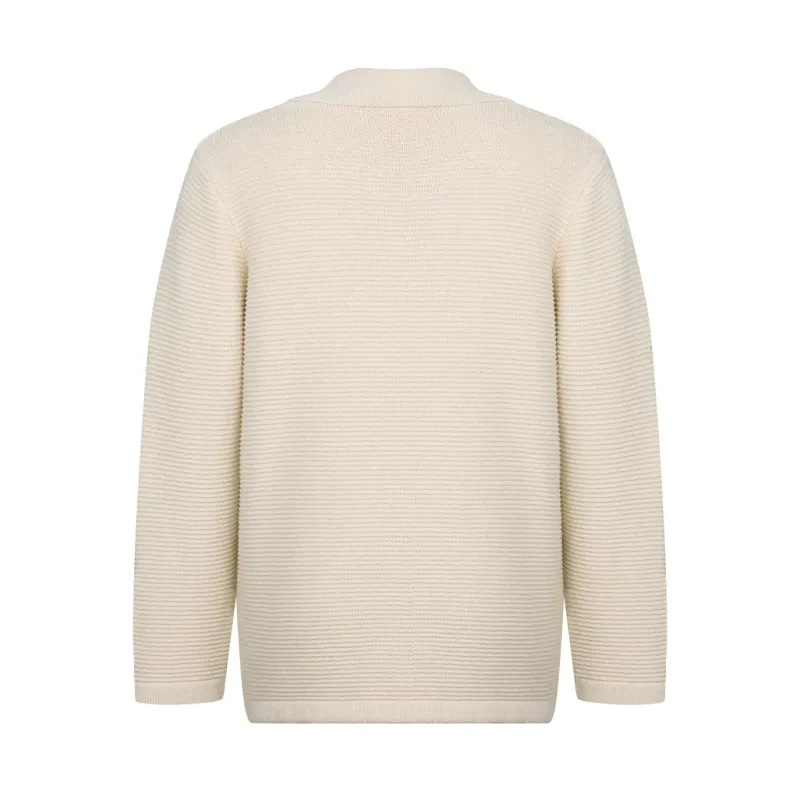 Cream Rib Knit Blazer Coat 3