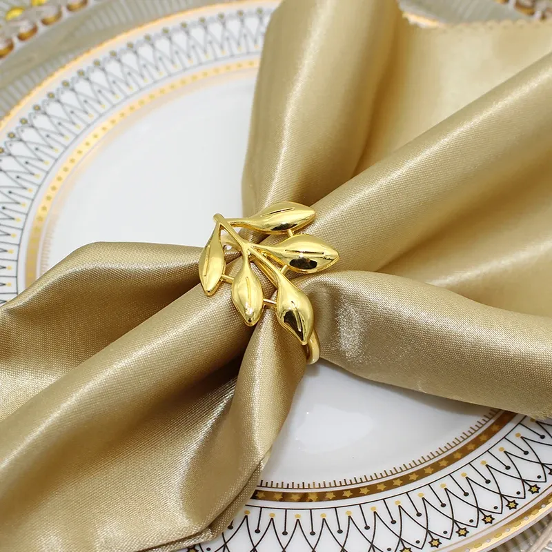Gold Leaf Napkin Rings Set of 6 4