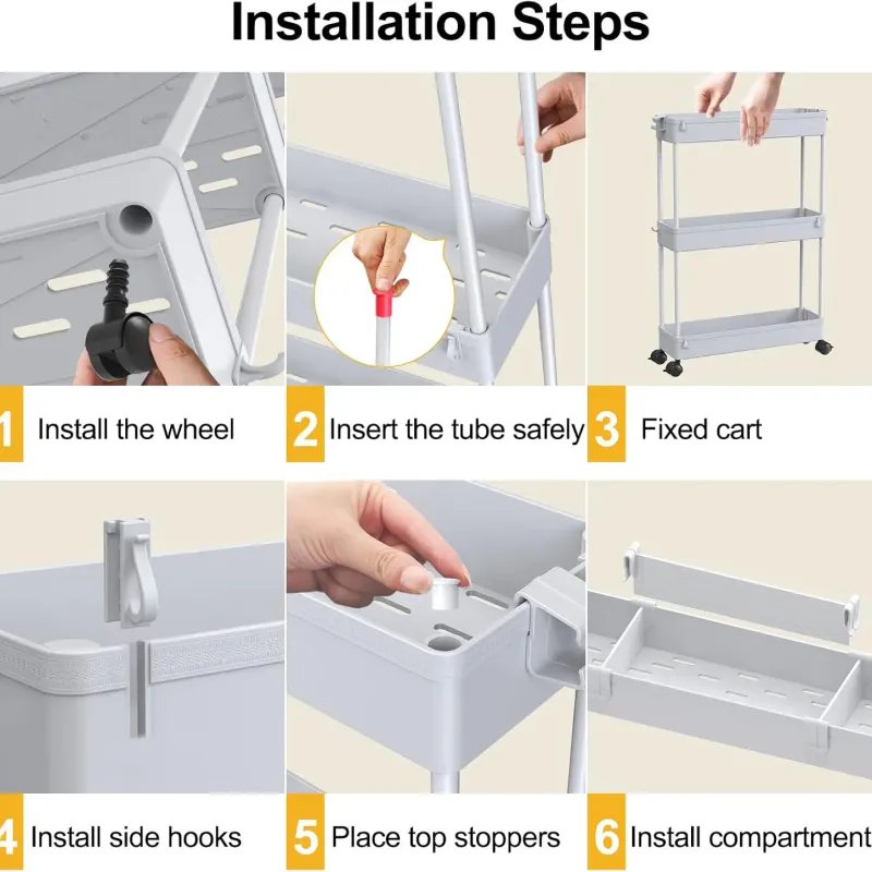 Slim 3-Tier Rolling Storage Cart 5