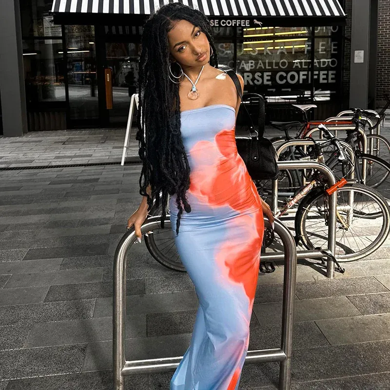 Strapless Print Tube Maxi Dress 1
