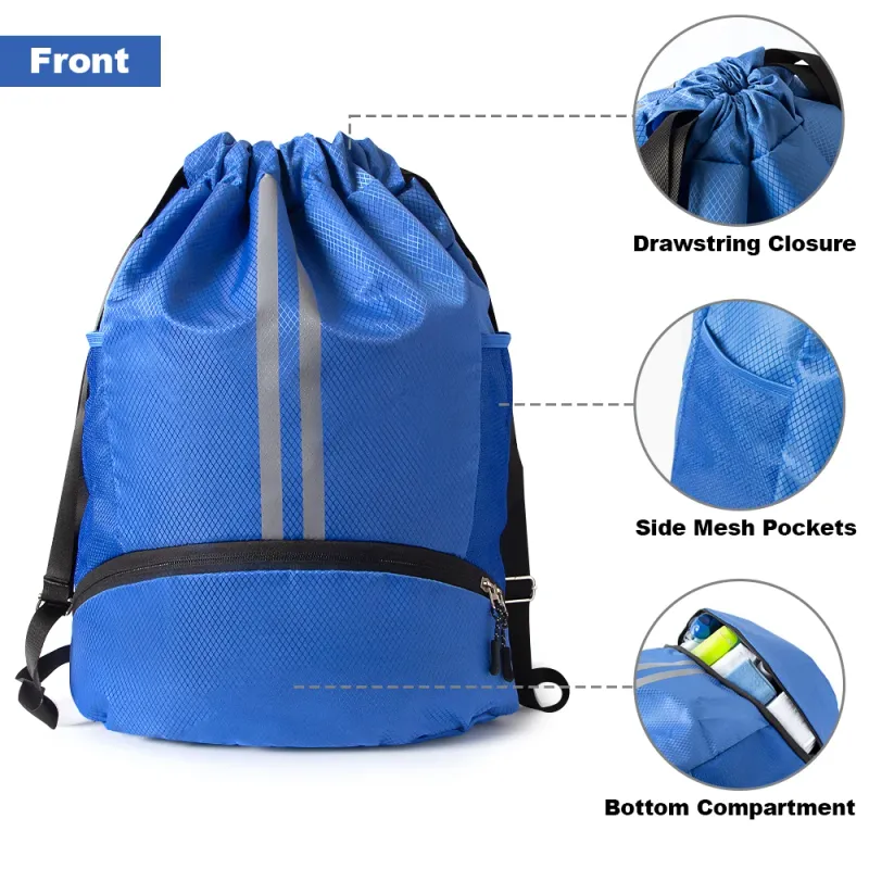 Sports Drawstring Backpack with Shoe Compartment 2