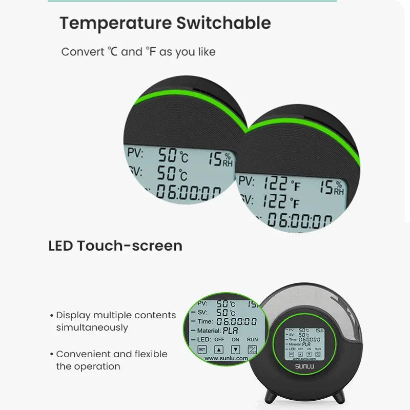 SUNLU S2 Filadryer LED Touch Dry Box 5