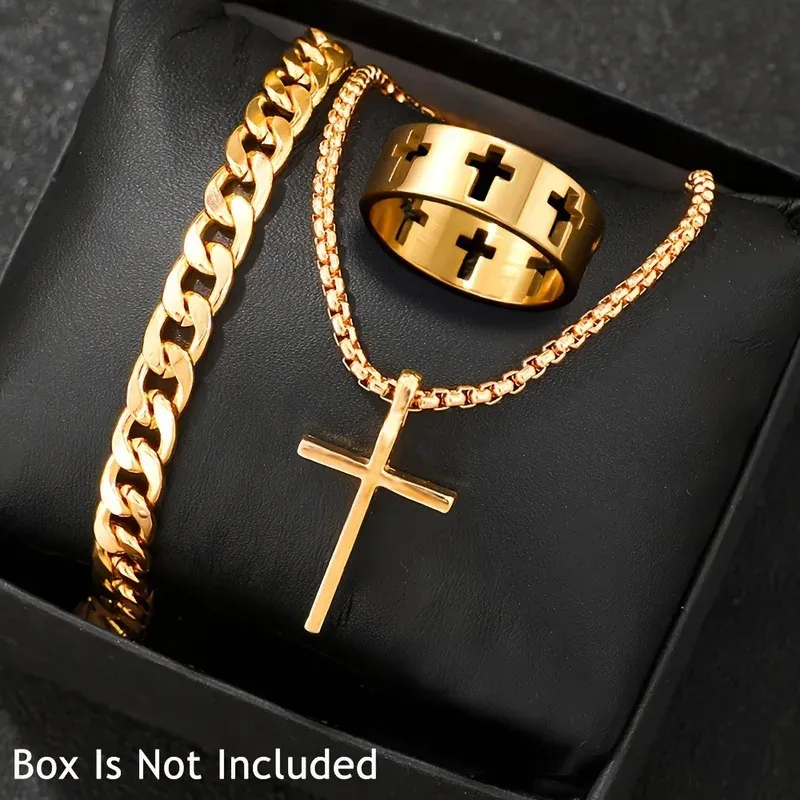 3-Piece Cross Jewelry Gift Set for Men & Women 2