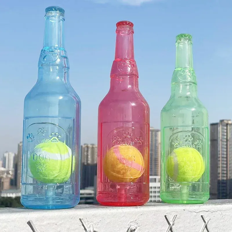 Beer Bottle Dog Chew Toy with Tennis Ball 3