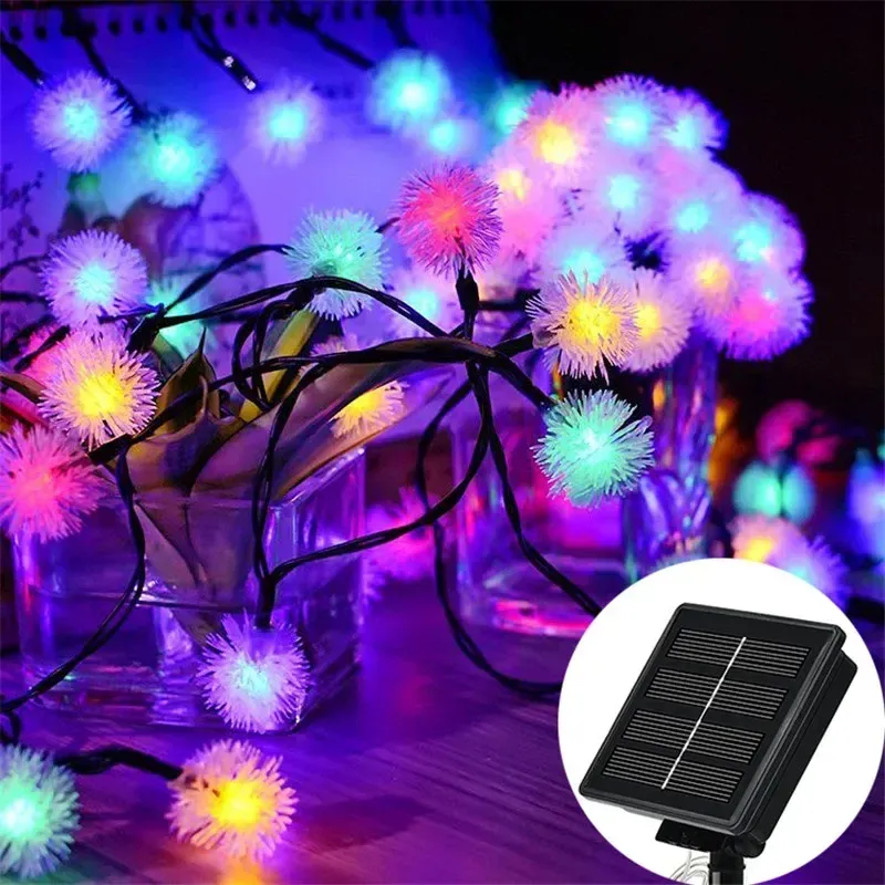 Solar Puffer Ball String Lights - 100 LED 2