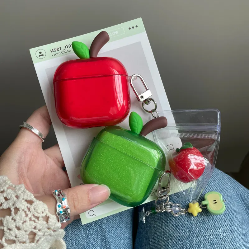 Translucent Red Green Apple AirPods Case 2