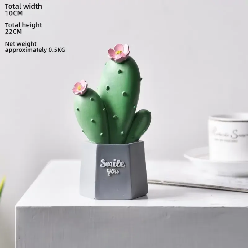 Pink Resin Cactus Mini Succulent Desk Decor 6