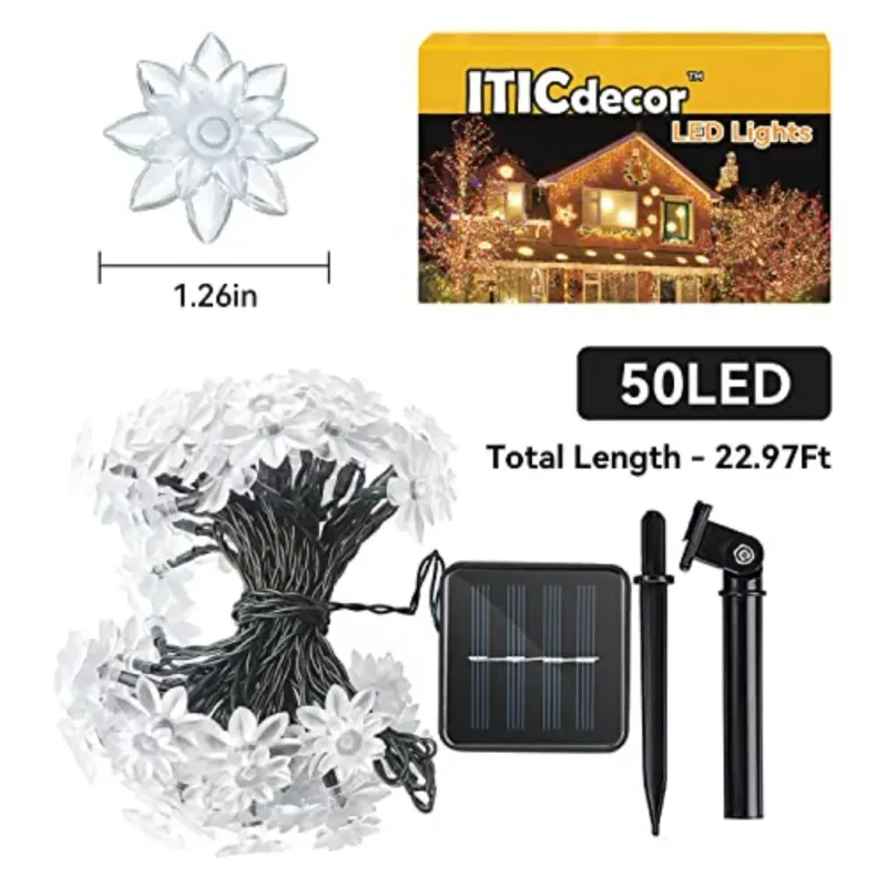 Solar Flower Fairy Lights - 50 LED 6