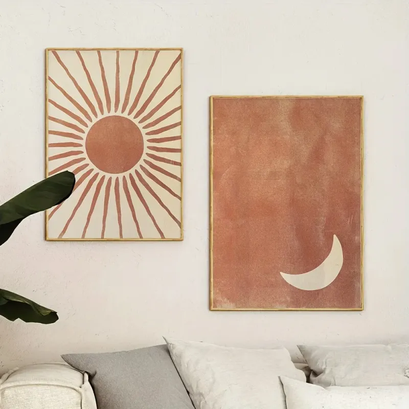 Boho Moon Sun Canvas Print Set of 2 3