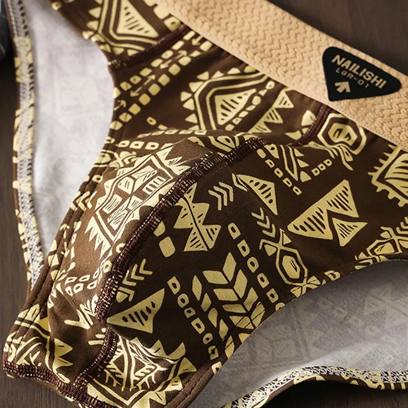 Men's Retro Print Cotton Briefs 3-Pack 5