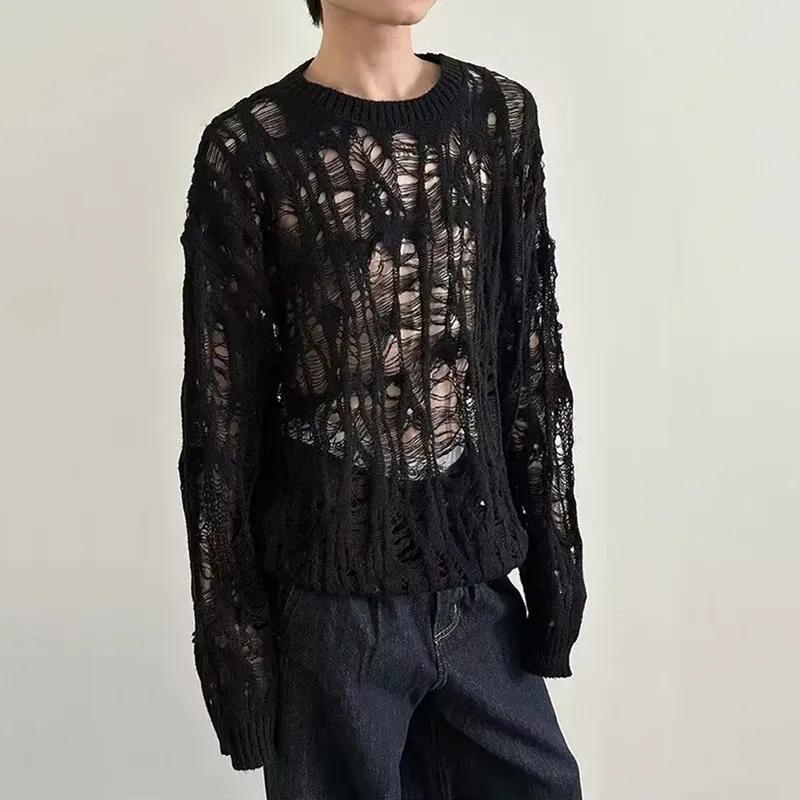 Vintage Ripped Mesh Knit Sweater 1