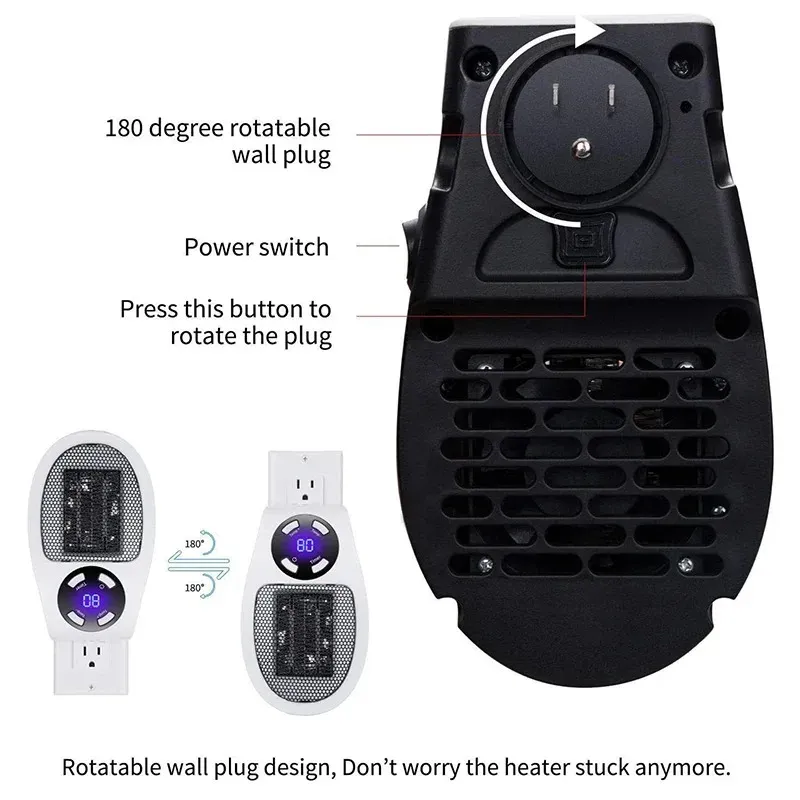 Mini Plug-in Wall Heater with Remote 4