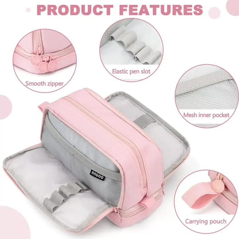 Large Capacity Pencil Case Multi-layered Compartments Handheld Pencil Pouch Student Stationery Organizer School Supplies Gift 2