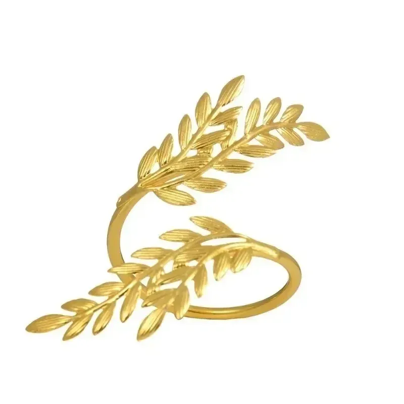 Gold Leaf Napkin Rings Holiday Set 6
