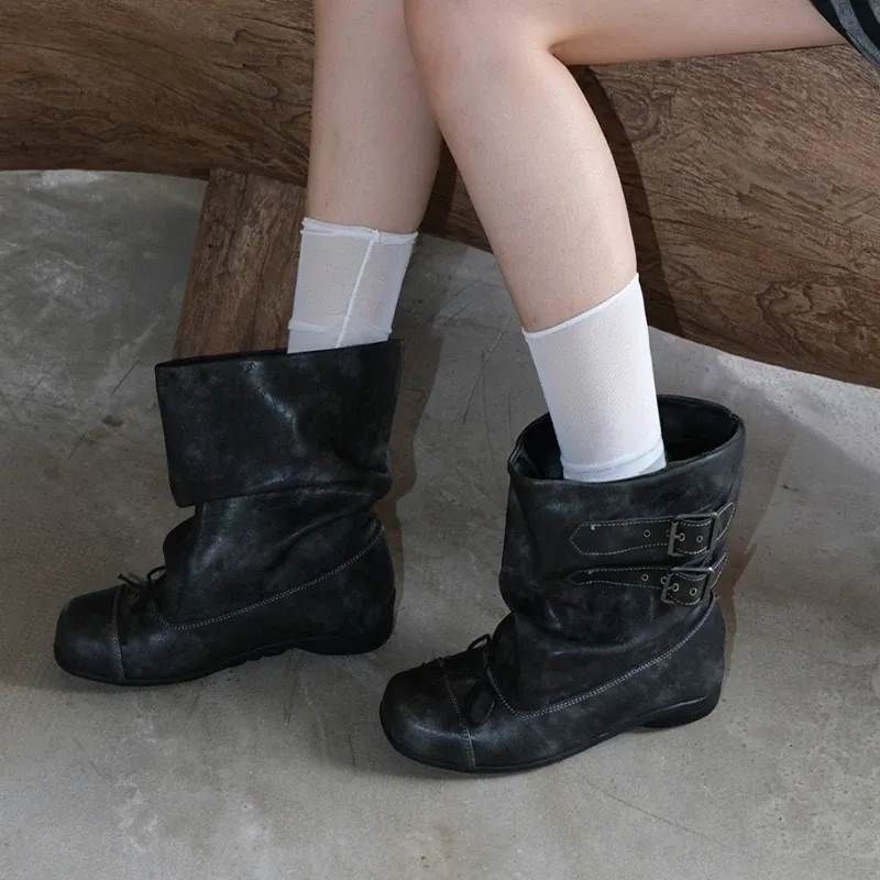 Punk Buckle Chelsea Ankle Boots for Women 5