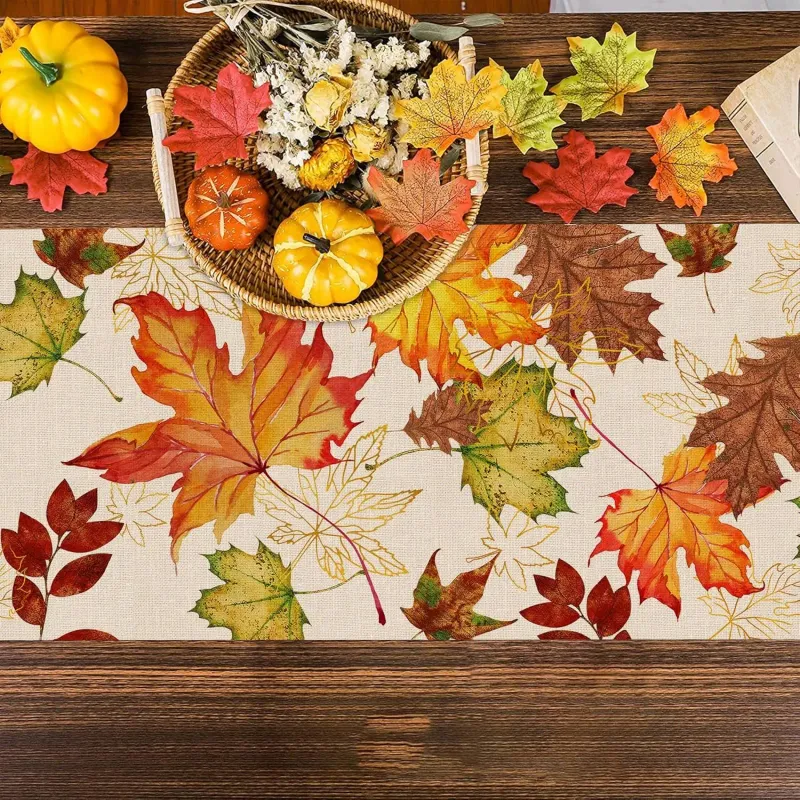 Fall Maple Leaves Linen Table Runner 6