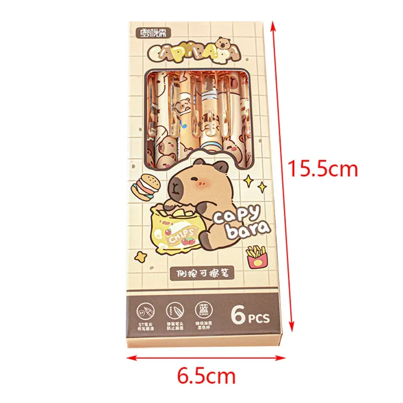 Capybara Gel Pen Set - 6Pcs Kawaii Pens 6
