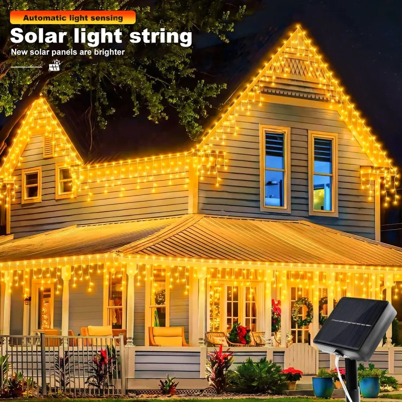 Solar Icicle Christmas Lights - 162 LED 2