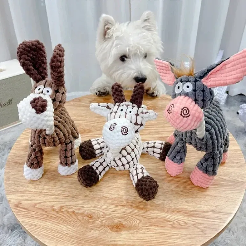 Plush Squeaky Donkey Puppy Toy 3