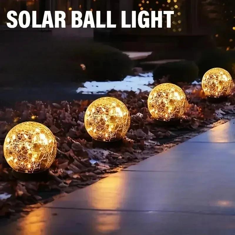 Сонячна LED лампа у вигляді скляної кулі з тріщинами 1
