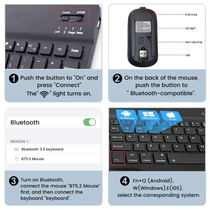 RGB Backlit Bluetooth Keyboard Mouse Combo 6