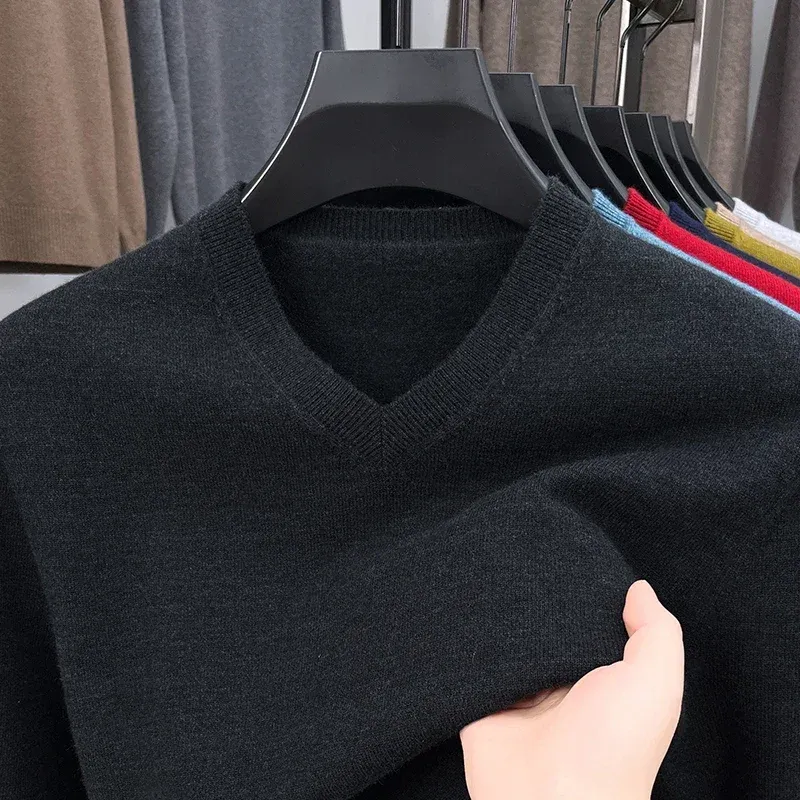 Men's V-Neck Knitted Oversized Pullover Sweater 5